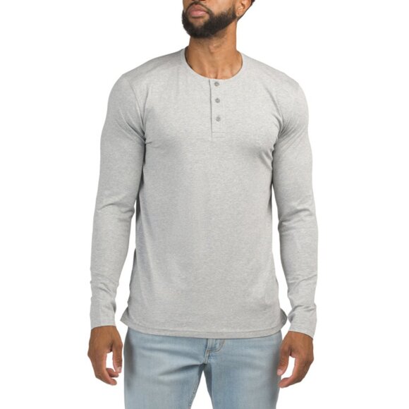 TASC PERFORMANCE Grey Heather Everywear Long Sleeve Henley Top - Picture 1 of 1